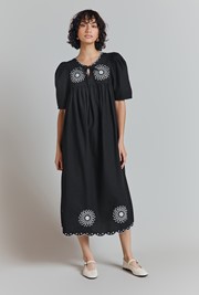 Ramona Cotton Embroidered Border Midi Dress