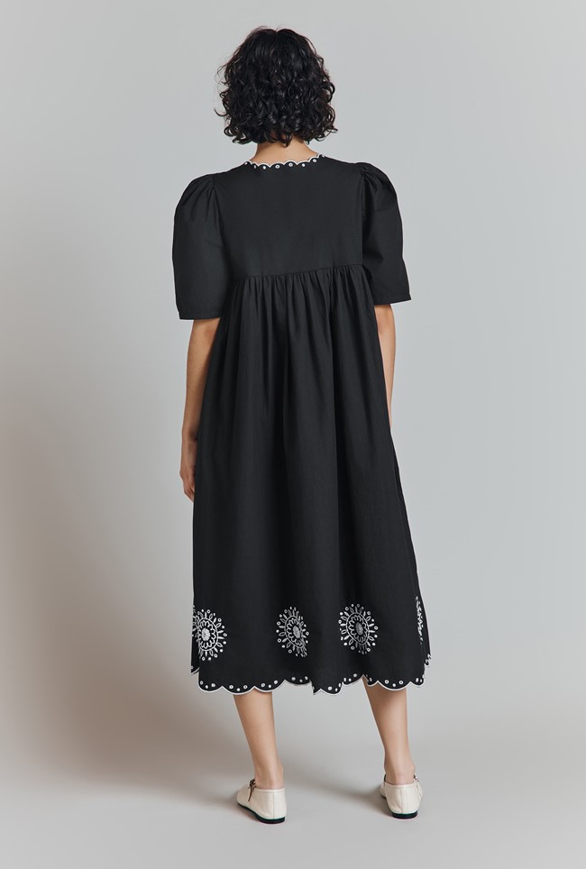 Ramona Cotton Embroidered Border Midi Dress