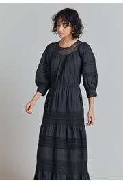 Leoni Lace Trim Cotton Midi Dress