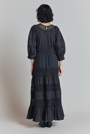 Leoni Lace Trim Cotton Midi Dress