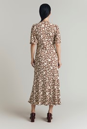 Minnie Crepe Printed Shirred Tea Dress