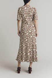 Minnie Crepe Printed Shirred Tea Dress