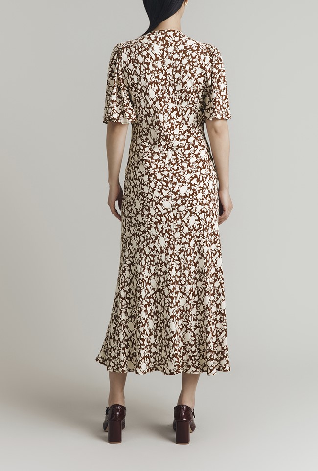 Minnie Crepe Printed Shirred Tea Dress