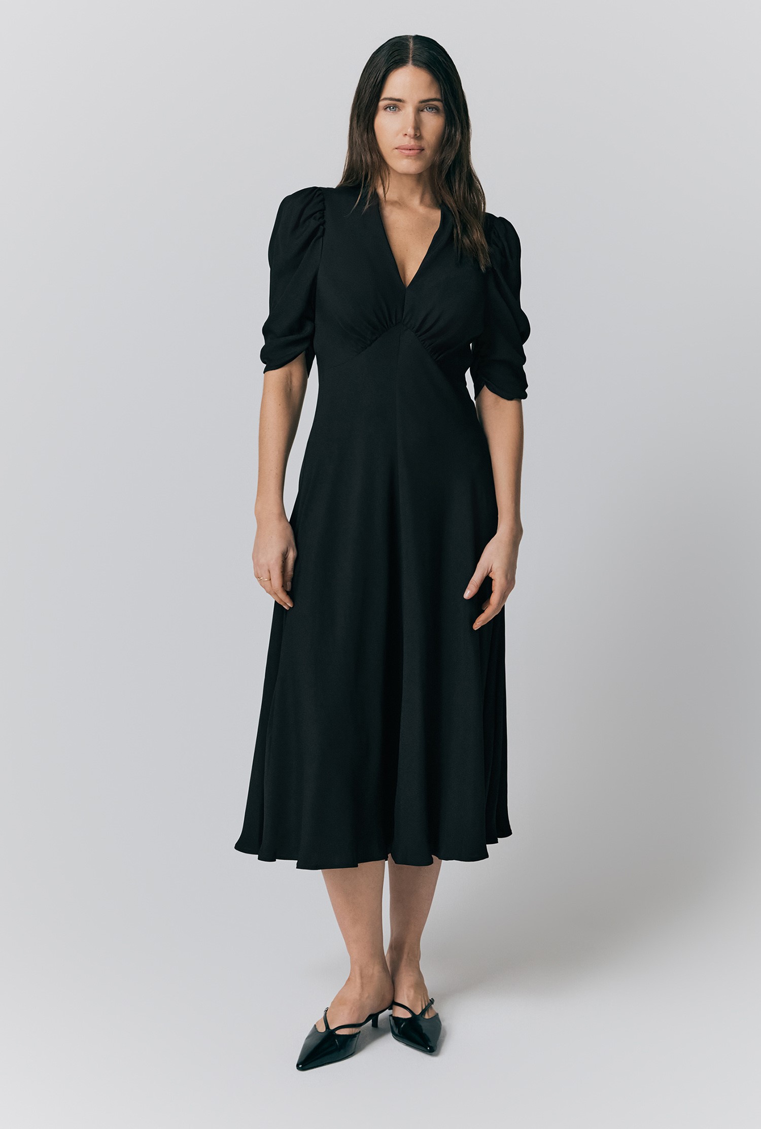princess polly baby blue dress Madi Black V-Neck Midi Dress