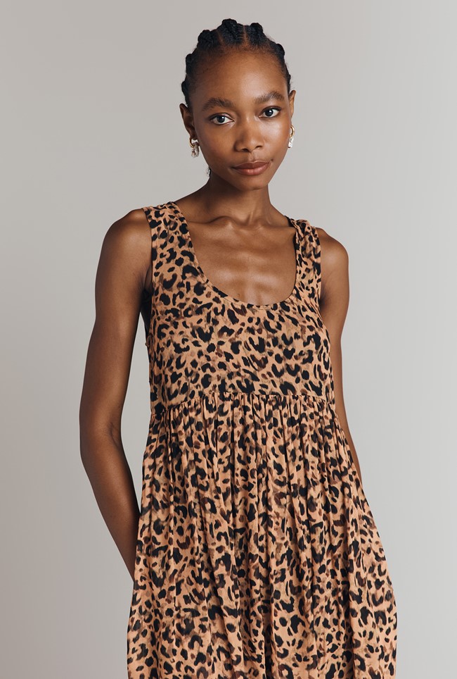 Maya Animal Printed Georgette Midi Dress