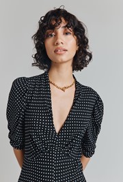 Madi Polka Dot Crepe Midi Dress
