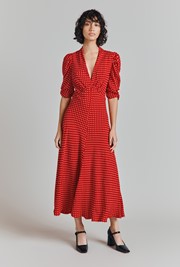 Madi Polka Dot Crepe Midi Dress