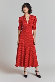 Madi Polka Dot Crepe Midi Dress