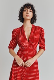 Madi Polka Dot Crepe Midi Dress