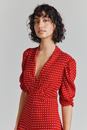 Madi Polka Dot Crepe Midi Dress