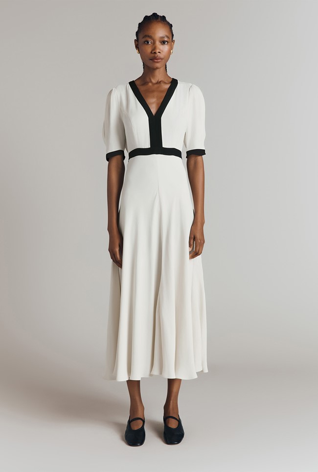 Cicely Crepe Contrast Midi Dress