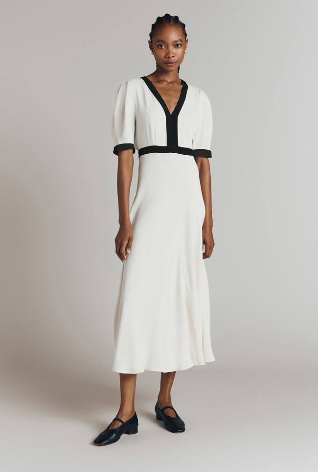 Cicely Crepe Contrast Midi Dress