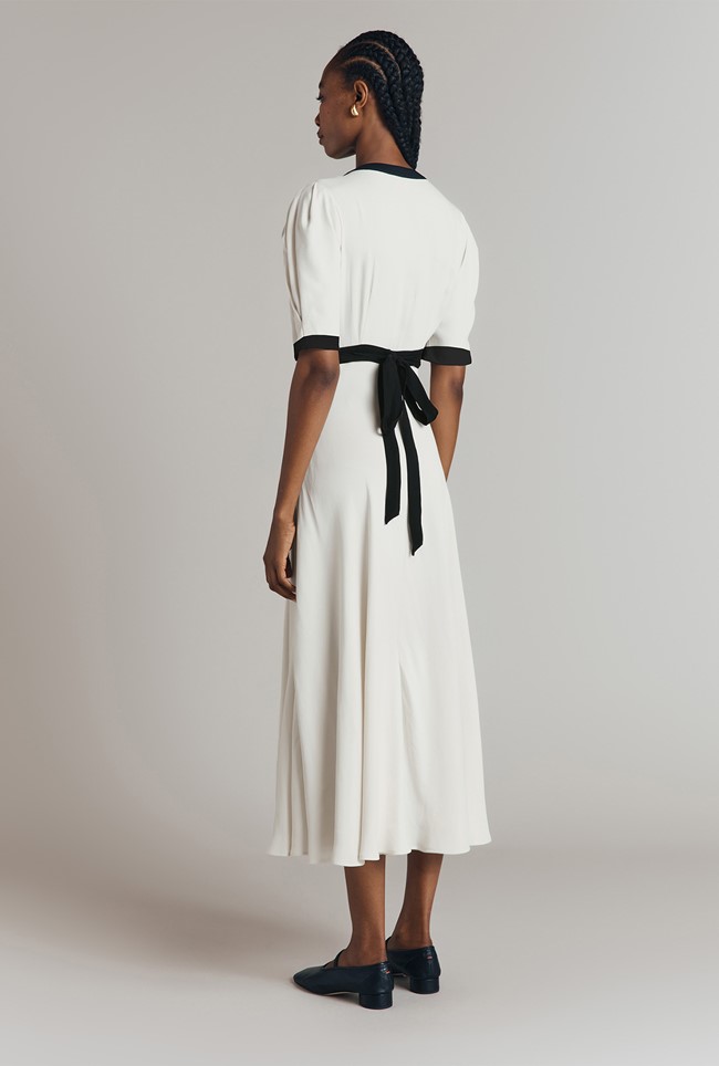 Cicely Crepe Contrast Midi Dress