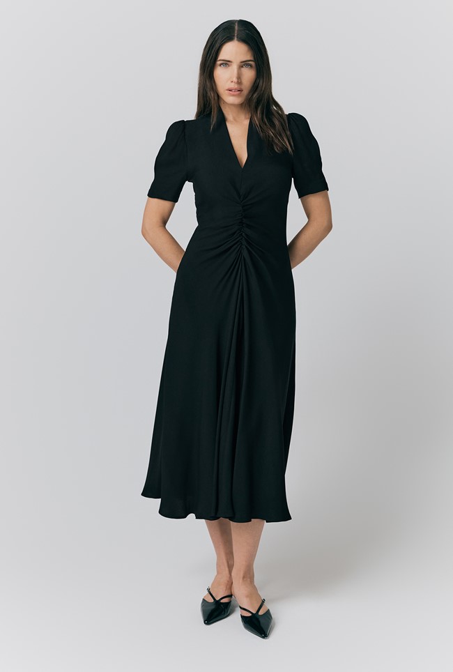 Capri Crepe Short Sleeve Midi Dress