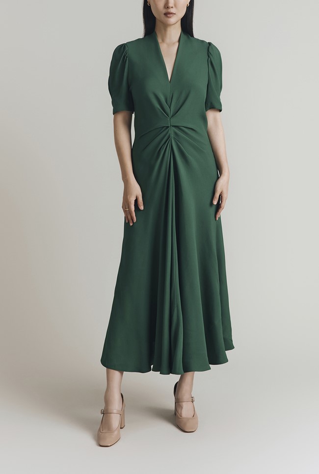 Capri Crepe Short Sleeve Midi Dress