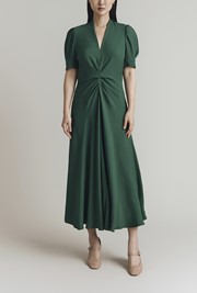 Capri Crepe Short Sleeve Midi Dress
