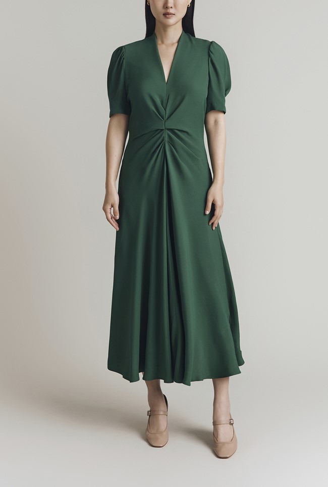Capri Crepe Short Sleeve Midi Dress