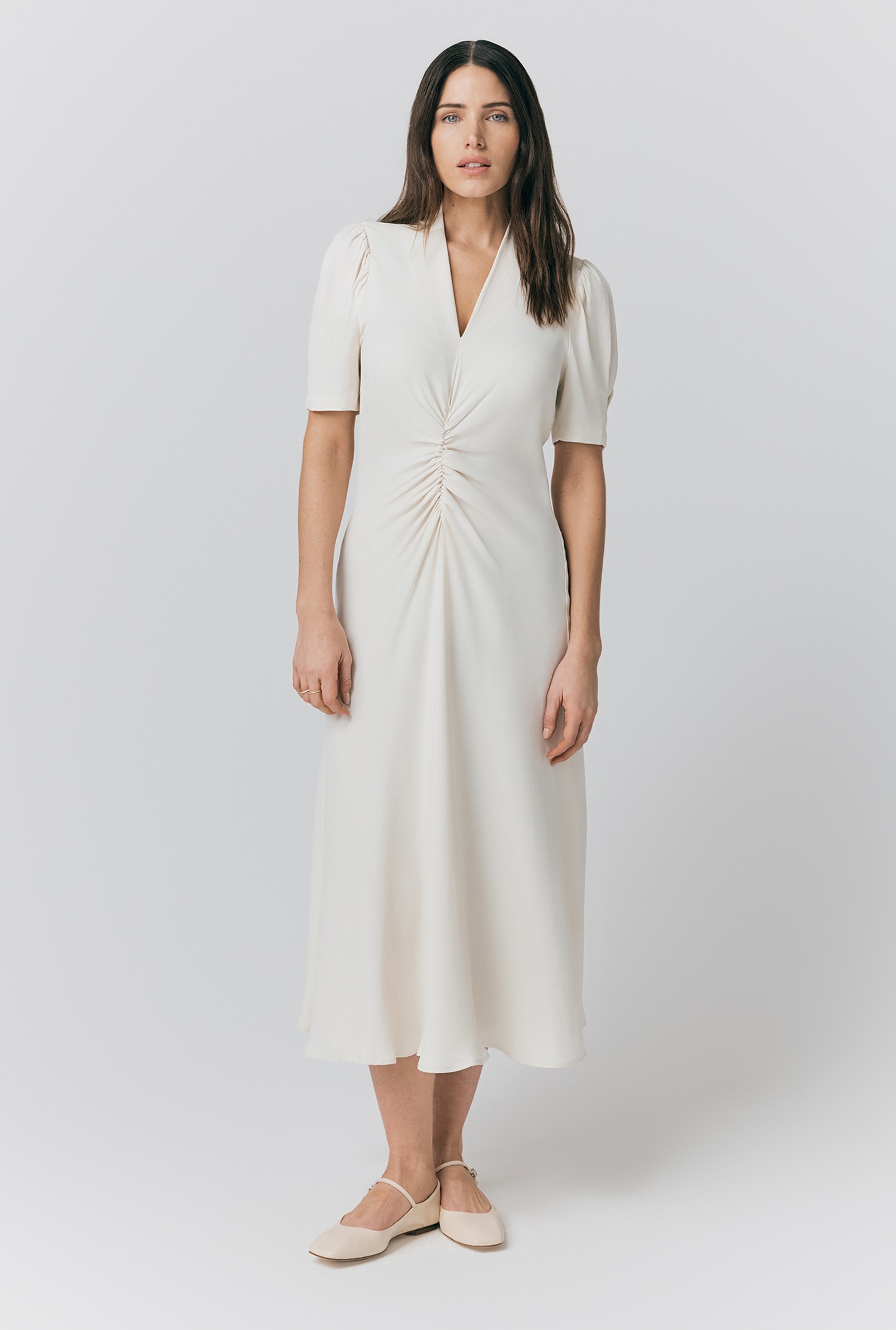 CLAINE DESIGN ホワイト ノースリーブ トップス Cady dress with laser-cut embroidery - Blumarine