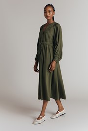 Santori Embroidery Trim Cotton Jersey Midi Dress