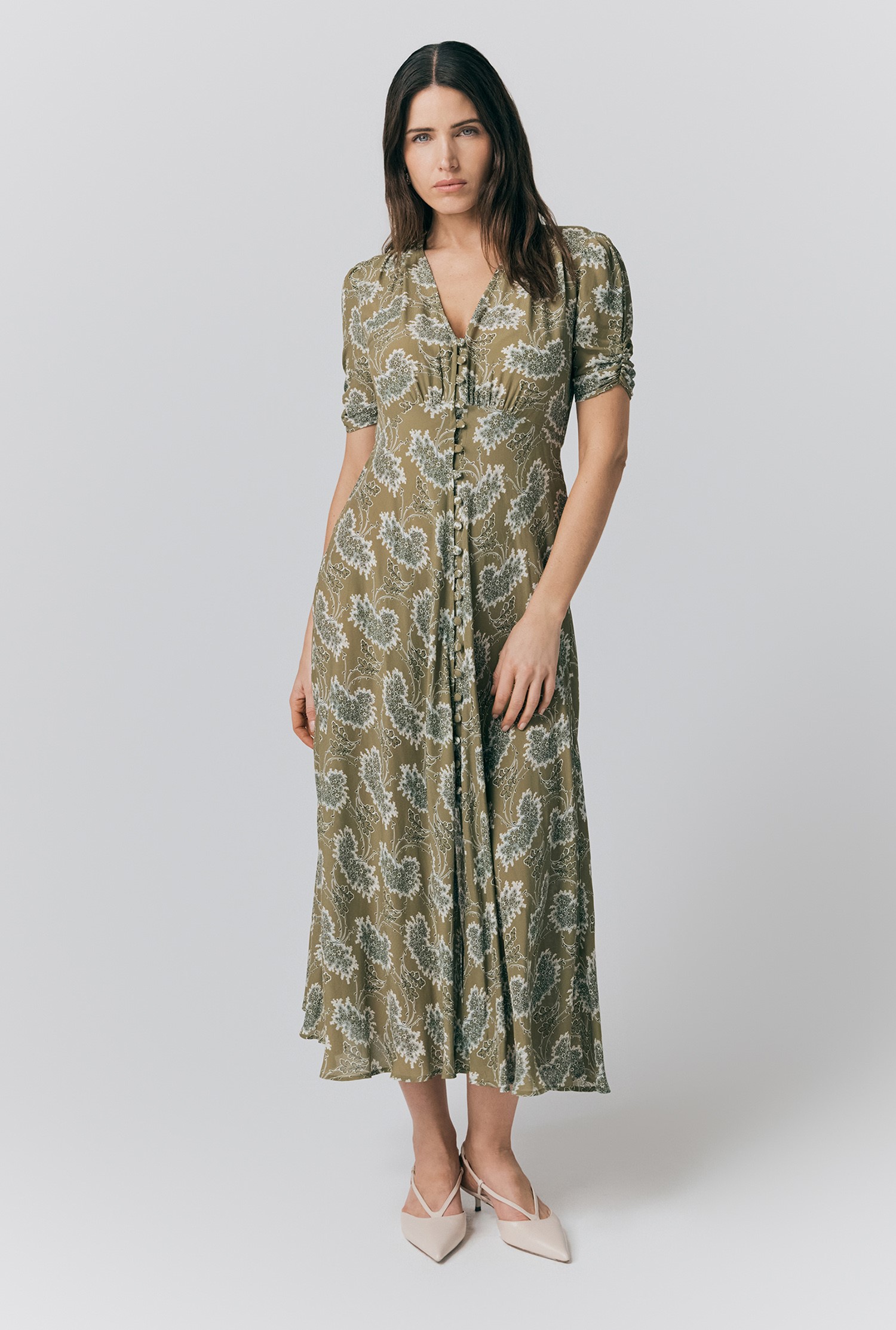 midi tea dress uk Superdry Print Button Tea Short Sleeve Midi Dress Orange XS Woman