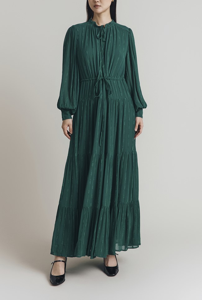 Margot Jacquard Georgette Stripe Dress