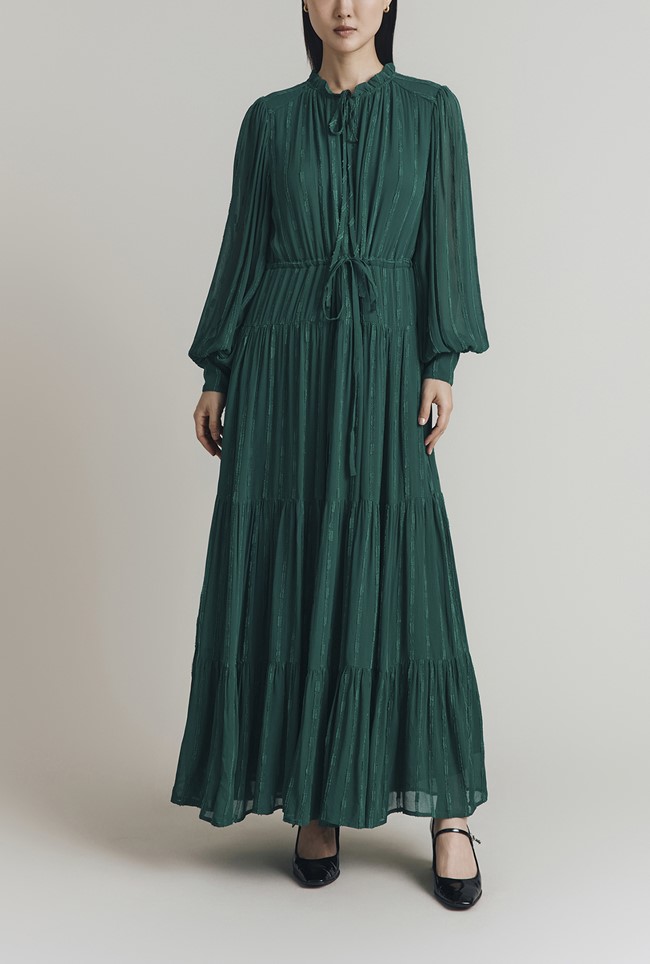 Margot Jacquard Georgette Stripe Dress