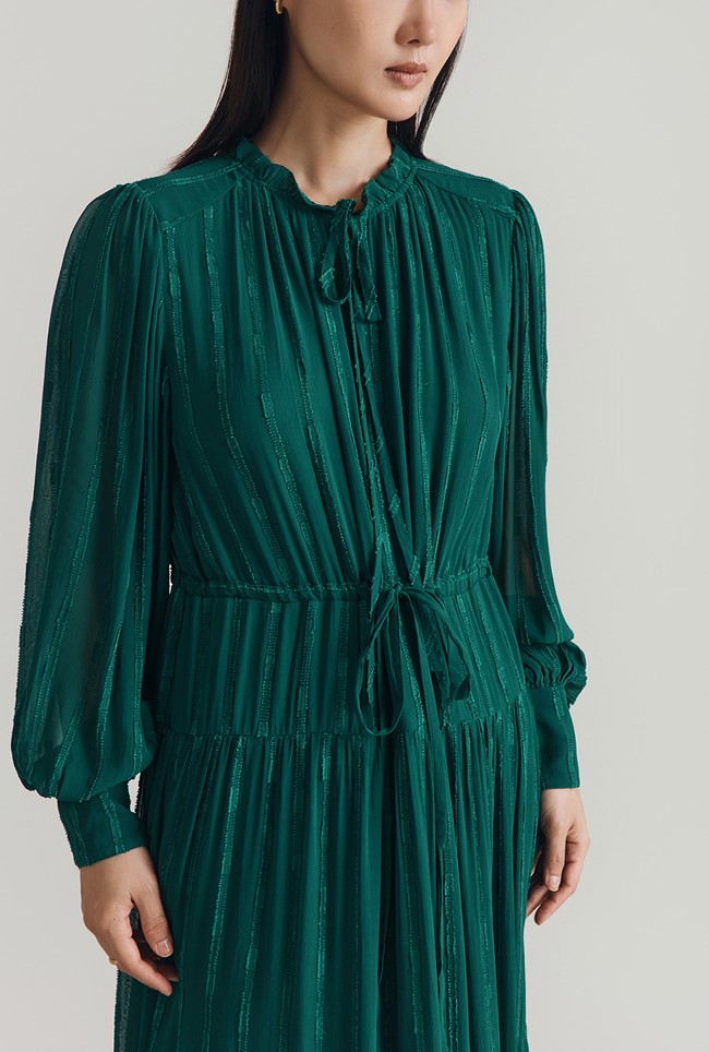 Margot Jacquard Georgette Stripe Dress