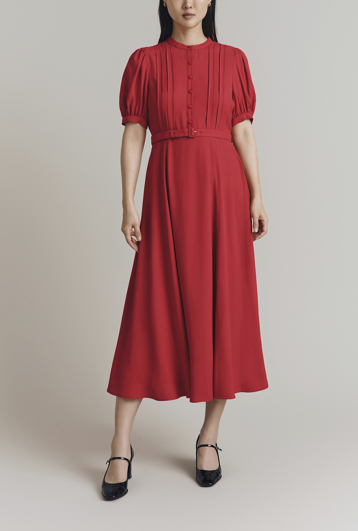 nicholas ariah cowl draped midi dress Aine Red Satin Jacquard Cowl-Neck Midi Dress – Club L London
