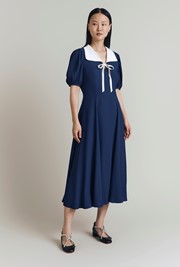 Kami Crepe Collared Neck Midi Tea Dress