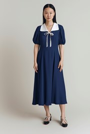 Kami Crepe Collared Neck Midi Tea Dress