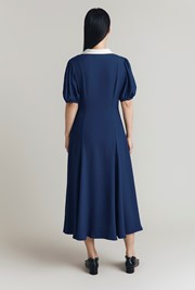 Kami Crepe Collared Neck Midi Tea Dress