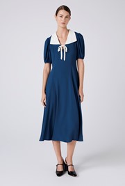 Kami Crepe Collared Neck Midi Tea Dress