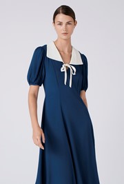 Kami Crepe Collared Neck Midi Tea Dress