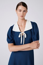 Kami Crepe Collared Neck Midi Tea Dress