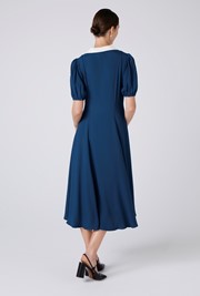 Kami Crepe Collared Neck Midi Tea Dress