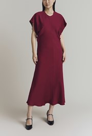 Dara Crepe Short Sleeve Midi Dress  