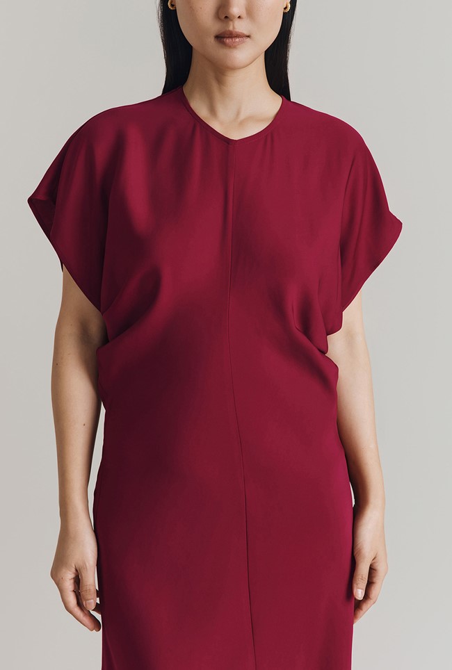 Dara Crepe Short Sleeve Midi Dress  