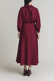 Balia Crepe Long Sleeve Midi Dress