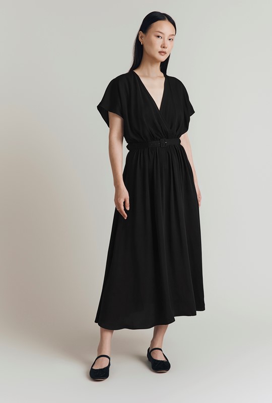 Aria Viscose Belted Midi Dress