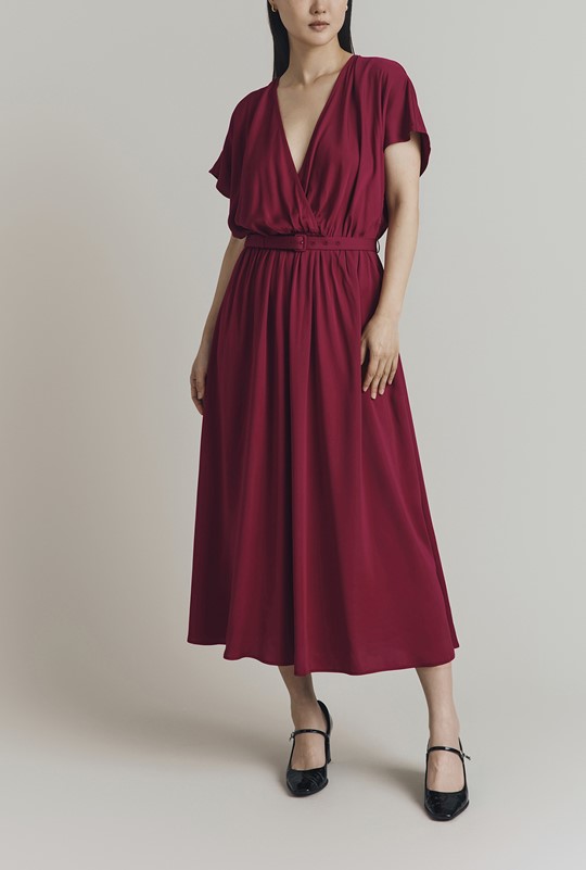 Aria Viscose Belted Midi Dress