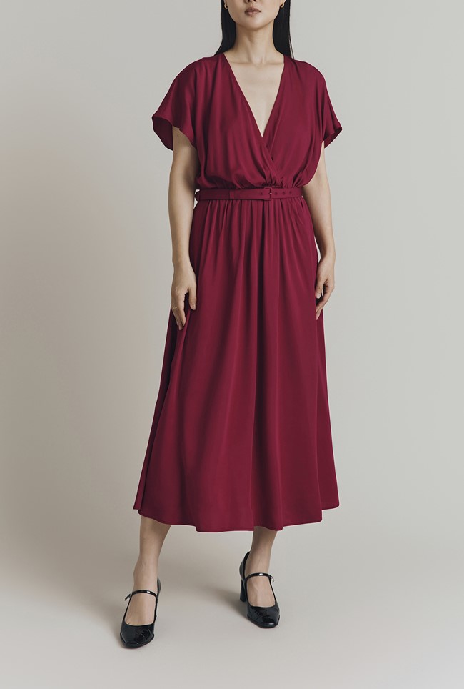 Aria Viscose Belted Midi Dress