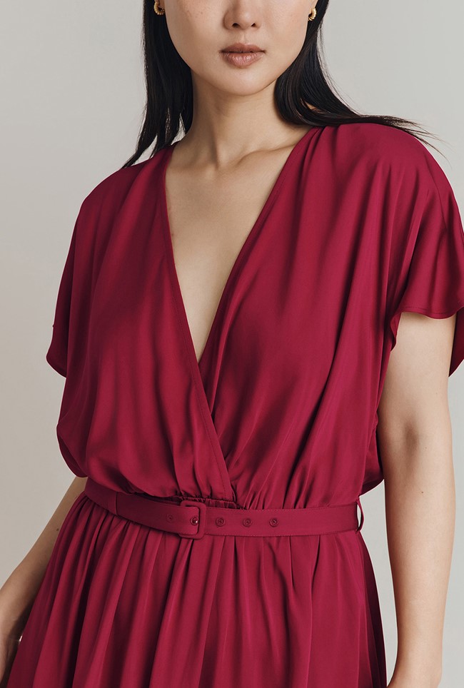 Aria Viscose Belted Midi Dress