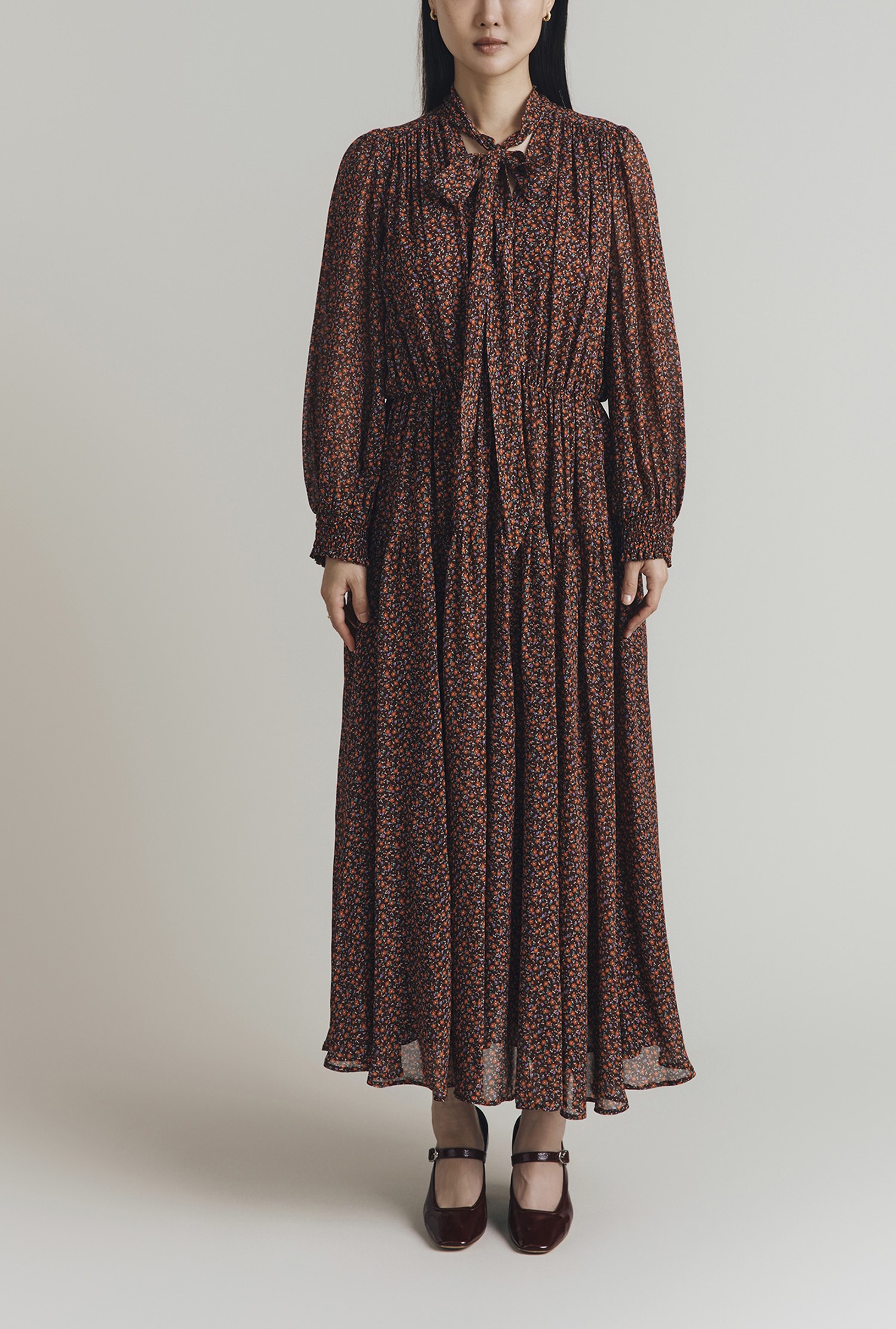 An image depicting Ghost Orla Ditsy Georgette Tiered Maxi Dress