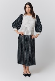 Iris Crepe Polka Dots Midi Dress