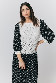 Iris Crepe Polka Dots Midi Dress