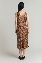 Summer Leopard Print Satin Midi Dress