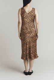 Summer Leopard Print Satin Midi Dress