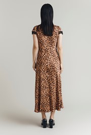 Lillie Leopard Print Satin Midi Dress