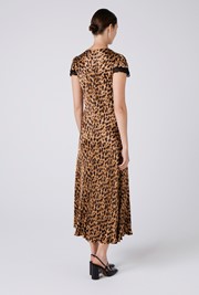 Lillie Leopard Print Satin Midi Dress