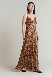 Eden Leopard Print Satin Maxi Slip Dress